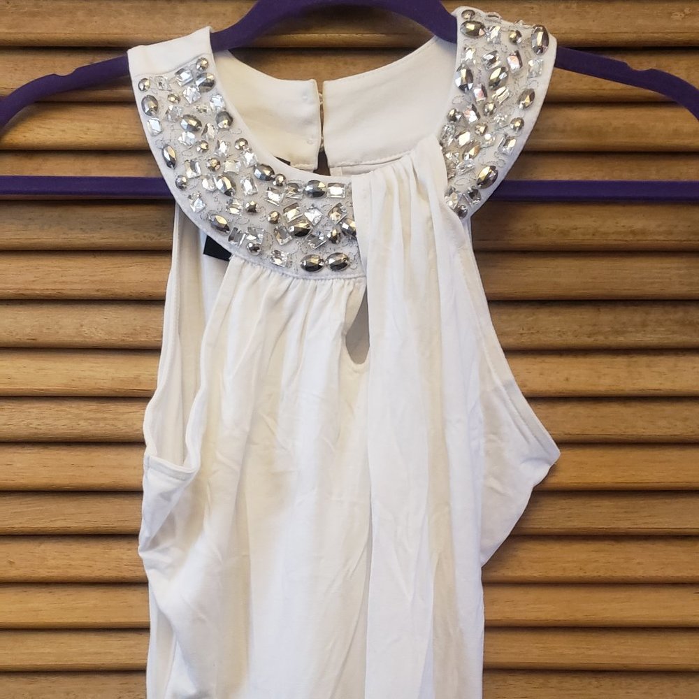 Silver detailed greek style neck top